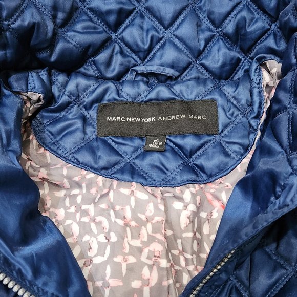 Marc New York Andrew Marc Navy Quilted Puff Jacket Zipper Pockets XS - Picture 11 of 12